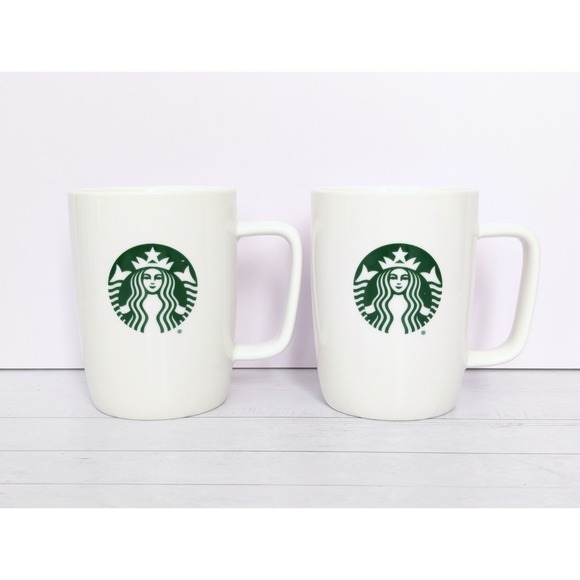 Starbucks Other - Starbucks 2017 Mermaid Logo White Ceramic Coffee Mug Cup 10.8oz Set of 2 EUC